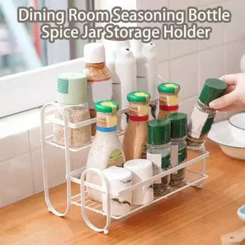 Полка для специй, дуговая ручка, хозяйственные принадлежности, большая емкость, многофункциональная банка для специй, органайзер, полка, прочный инструмент для приготовления пищи чёрный