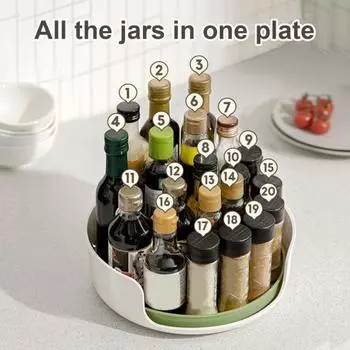 Полка для специй, кухонный лоток для столешницы, большая емкость, вращающийся на 360 градусов противоскользящий дизайн, органайзер для приправ, лоток для хранения