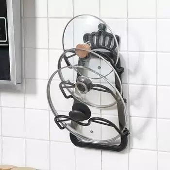 Полка для сушилки для кастрюль, компактная настенная пластиковая многослойная органайзер с крышкой для защиты от падения, полка-органайзер для кухни серый