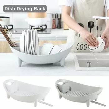 Полка для сушки посуды Большая вместимость Прочная несущая конструкция с приподнятыми пазами Приподнятая опорная плита Чаша серый