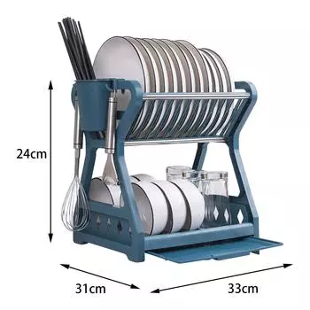 Полка для сушки посуды, многофункциональный фильтр для посуды для столешницы синий