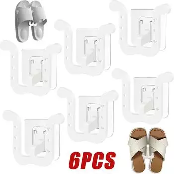 Полка для тапочек Самоклеящаяся ванная комната Простой крючок для тапочек Сушилка для унитаза Настенный крючок для хранения в спальне Сушилка для обуви 1pc чёрный