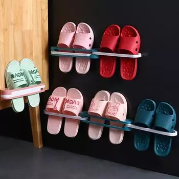 Полка для тапочек Vogue, настенная вешалка для слива в ванную, складная полка для обуви, держатель для полотенец, настенное крепление, многофункциональная вешалка для хранения вещей в ванной серый