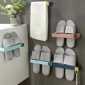 Полка для тапочек в ванной комнате, настенная полка для обуви без отверстий, экономящая место, вешалка для полотенец в ванной комнате, подвесная полка для хранения вещей океан синий
