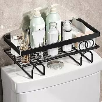 Полка для туалета, полка для хранения в ванной, устойчивая к ржавчине, устойчивая к коррозии, прочная, несущая многофункциональная полка для хранения без проколов Single Layer белый