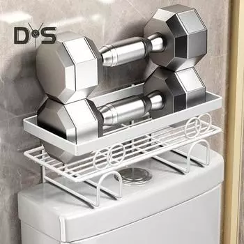 Полка для туалета, полка для хранения в ванной, устойчивая к ржавчине, устойчивая к коррозии, прочная, несущая многофункциональная полка для хранения без проколов Single Layer чёрный