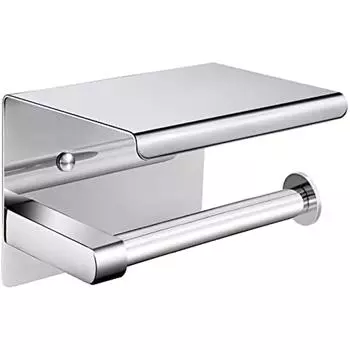 Полка для туалетной бумаги, клейкая полка для ванной комнаты, нержавеющая сталь SUS304, полка для туалетной бумаги и полка для хранения мобильного телефона 14x10x9cm