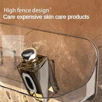 Полка для туалетных принадлежностей для ванной комнаты, без перфорации, настенный держатель для средств по уходу за кожей, настенный столик для туалетных принадлежностей, прозрачный ящик для хранения