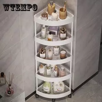 Полка для унитаза Треугольная полка от пола до пола Унитаз Туалет Ванная комната Угловая полка для хранения Шов Многослойная кухня 3Tier белый