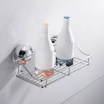 Полка для ванной из нержавеющей стали с присоской, держатель для хранения, подвесной органайзер, корзина, аксессуары для ванной комнаты серебряный