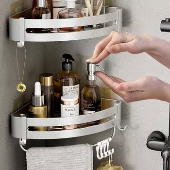 Полка для ванной комнаты, алюминиевая стойка для шампуня, органайзер для хранения косметики, настенная полка для душа, аксессуары для ванной комнаты