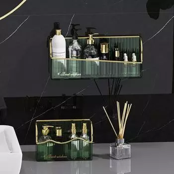 Полка для ванной комнаты, креативная полка для хранения туалетных принадлежностей, подставка для косметики без перфоратора, пластиковые органайзеры для косметики, аксессуары для ванной комнаты