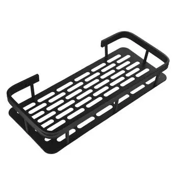 Полка для ванной комнаты на присоске, раковина для унитаза, настенная полка для хранения, черная, одинарная, без перекладины или крючков