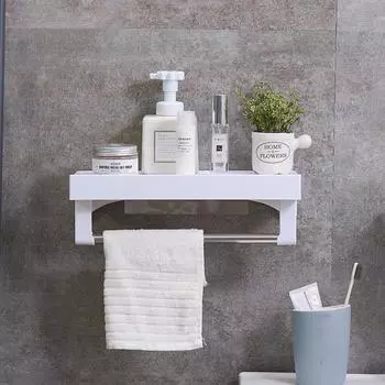 Полка для ванной комнаты, настенный держатель для катушек, кухонный крючок, стеллаж для хранения, органайзер, наклейка, косметика, туалетная бумага Style 1 белый
