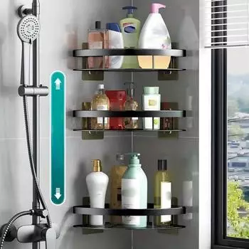 Полка для ванной комнаты One Triangle, стойка для хранения принадлежностей для ванной комнаты, черный настенный штатив, стойка для хранения вещей в ванной комнате, хранение чёрный