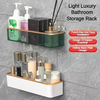 Полка для ванной комнаты, пластиковая полка для шампуня, органайзер для хранения косметики, полка для душа, аксессуары для ванной комнаты, настенная угловая полка без сверла белый