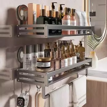 Полка для ванной комнаты с присоской Полка для душа без сверления Настенный органайзер для ванной комнаты Угловая полка для хранения в ванной