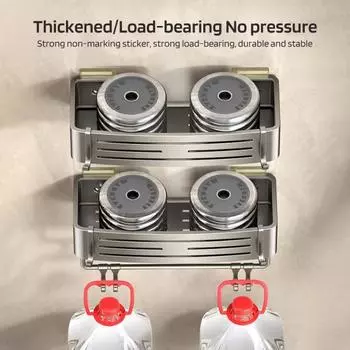 Полка для ванной комнаты, вешалка для полотенец, прочная несущая конструкция дренажного отверстия, самоклеящаяся, без сверления A чёрный