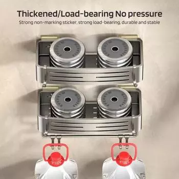 Полка для ванной комнаты, вешалка для полотенец, прочная несущая конструкция с дренажным отверстием, самоклеящаяся, без сверления, простая установка A чёрный