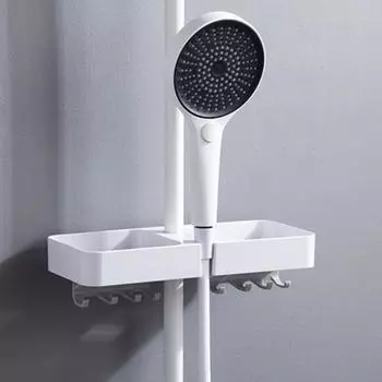 Полка для ванной комнаты Yousheng, душевая кабина с 8 крючками, прочная, несущая, простая в установке, настенная полка для хранения, держатель для душевой лейки чёрный