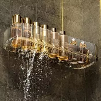 Полка для ванной комнаты Yousheng, компактная клейкая полка для душа, прочный настенный органайзер для хранения в ванной комнате для дома белый