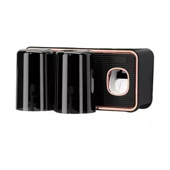 Полка для зубных щеток, держатель для зубных щеток без сверления, с автоматическим дозатором зубной пасты, черный цвет чёрный