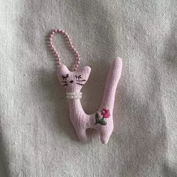 Polka Dot Bear Cloth Toy Keychain Cartoon Rabbit Soft Stuffed Doll Pendant Car Key Ring Backpack Bag Decor Kid Gift