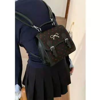 Polka Dot Canvas Women s Summer South Korea Casual Backpack Bags Heart of spades