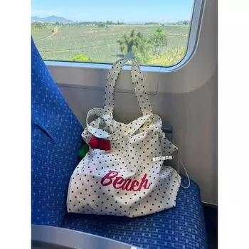 Сумка-тоут с буквенным принтом в горошек, большая вместительная сумка через плечо, сумка для покупок на работу и обратно