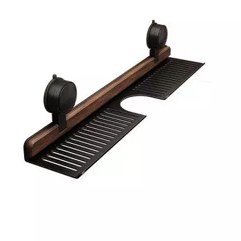 Полка на присосках для ванной комнаты и кухни из грецкого ореха, настенная полка для раковины над смесителем, съемные органайзеры для смесителя, деревянная стойка для хранения смесителя S