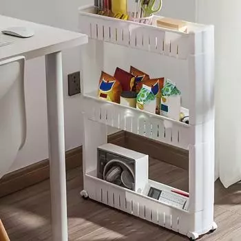 Полка с узким швом, многоуровневая передвижная полка для хранения с органайзером на роликах, для офиса, ванной, кухни, полка для хранения