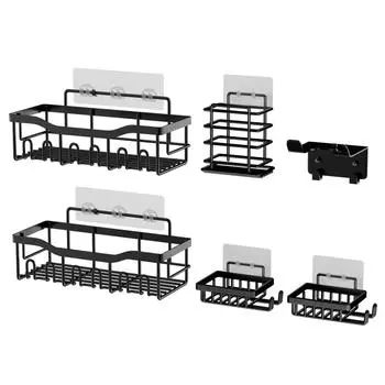 полка вешалка для ванной комнаты стеллаж для хранения самая продаваемая полка для хранения в ванной чёрный