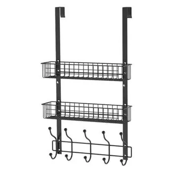 Полка за дверью, задняя полка-органайзер с дыроколом, бесплатная установка, дверной шкаф и крючки для рядов шкафа для кабинета Double white