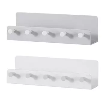 Полки для ванной комнаты, плавающая полка для душа с 5 крючками, настенный органайзер для хранения, держатель для ключей на входе в кухню, без перфорации белый