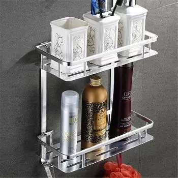 Полки для ванной комнаты, угловая полка для душа, настенная полка для хранения, алюминиевая стойка (2 слоя )