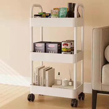 Полки на тележке Кухня Бытовая напольная Спальня Полка для закусок Мобильная ванная комната Ванная комната Хранение Полка для хранения Кухня Хранение чёрный