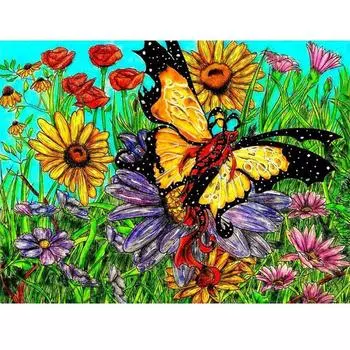 Полная 5D DIY Алмазная картина Цветок Бабочка Алмазная вышивка Мозаика Наборы Вышивка крестом Домашний декор Подарки ручной работы Round 20x30cm