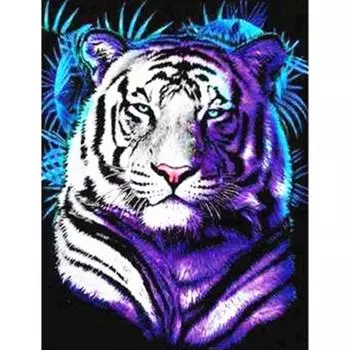 Полная 5D Diy Алмазная Картина Фиолетовый Белый Тигр Вышивка Крестом Домашний Декор Ручной Работы Подарок 25x30cm