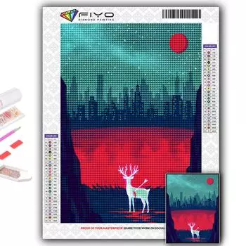 Полная 5D Diy Алмазная картина Художественная Луна и звездное небо 5D Алмазная картина Full Round 20X30CM