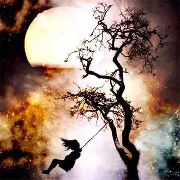 Полная 5D Diy Алмазная Картина Качели Девушка Алмазная Вышивка Крестом Домашний Декор Ручной Работы Подарок 25x25cm