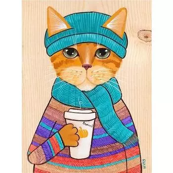 Полная 5D Diy Алмазная Картина Кошка Пьющая Вода Алмазная Вышивка Полная Вышивка Крестом Домашний Декор Ручной Работы Подарок 20x30cm