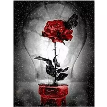 Полная 5D Diy Алмазная Картина Лампочка Роза Мультфильм Вышивка Крестом Домашний Декор Ручной Работы Подарок 25x30cm