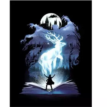 Полная 5D Diy Алмазная картина Лесной олень Алмазная вышивка Полный набор для вышивки крестом Аниме Домашний декор Подарок ручной работы Round 20x30cm