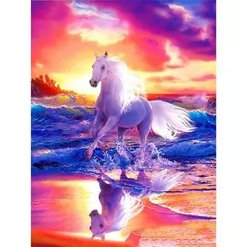 Полная 5D Diy Алмазная Картина Мультфильм Лошадь Скачет Вышивка Крестом Домашний Декор Ручной Работы 25x30cm