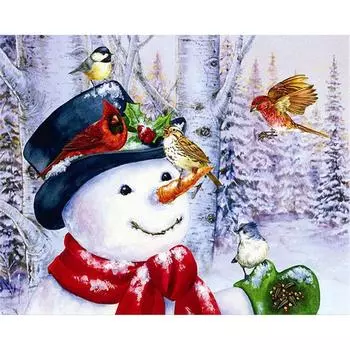 Полная 5D Diy Алмазная Картина Мультфильм Снеговик Алмазная Вышивка Крестом Домашний Декор Ручной Работы Подарок 20x30cm