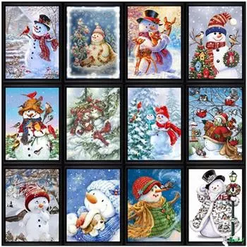 Полная 5D Diy Алмазная Картина Мультфильм Милый Снеговик Вышивка Крестом Домашний Декор Ручной Работы Подарок 20x30cm