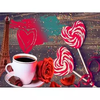Полная 5D Diy Алмазная Картина Мультфильм Любовь Конфеты Чашка Вышивка Крестом Домашний Декор Ручной Работы Подарок 25x30cm