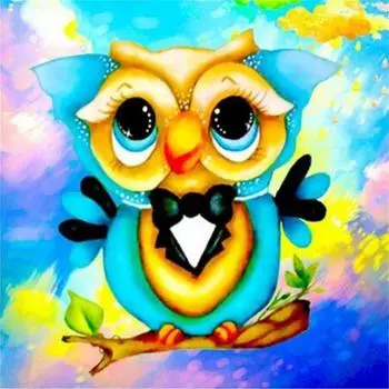 Полная 5D Diy Алмазная картина Мультяшная милая сова Вышивка крестом Домашний декор Подарок ручной работы 25x25cm