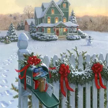 Полная 5D Diy Алмазная Картина Пригородная комната с видом на снег Вышивка крестом Домашний Декор Ручная работа 25x25cm