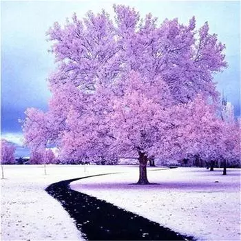 Полная 5D Diy Алмазная Картина Снежное Дерево Алмазная Вышивка Крестом Домашний Декор Ручной Работы Подарок 25x25cm